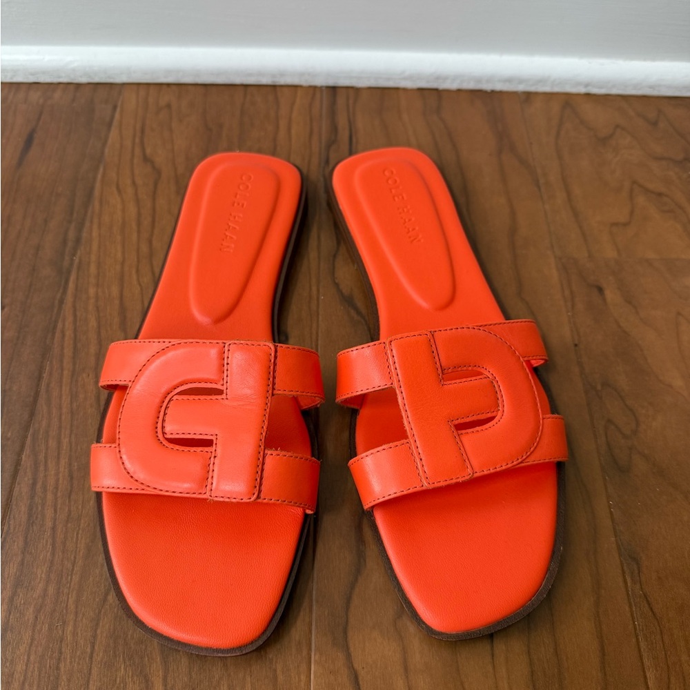 Cole Haan Orange Slide Sandals Modern Design